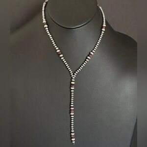 Sterling Silver Purple Spiny Oyster W Pearls Bead Lariat Y Necklace. 26 inch